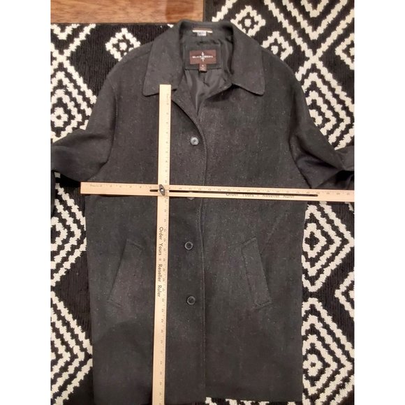 Black Brown 1826 Men's Wool Cashmere Mid Length Herringbone Overcoat Size XL - Picture 7 of 12